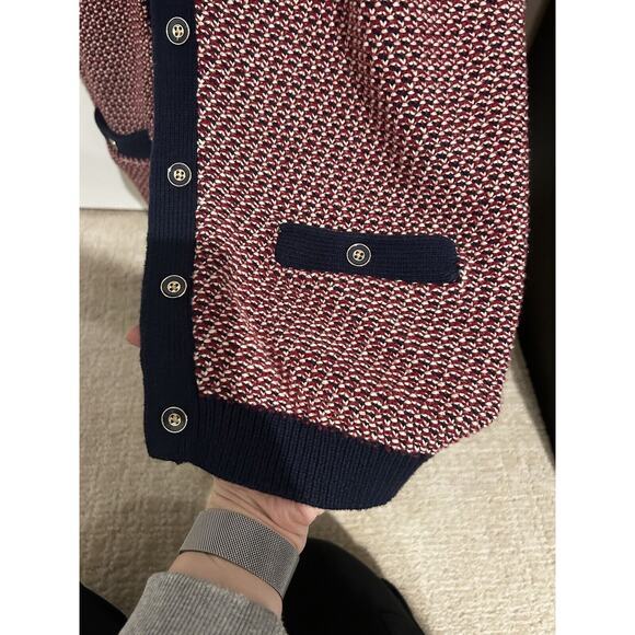 Tommy Hilfiger Classic Cardigan Medium Red White Blue USA‎ Nautical Preppy Cozy - Picture 4 of 5